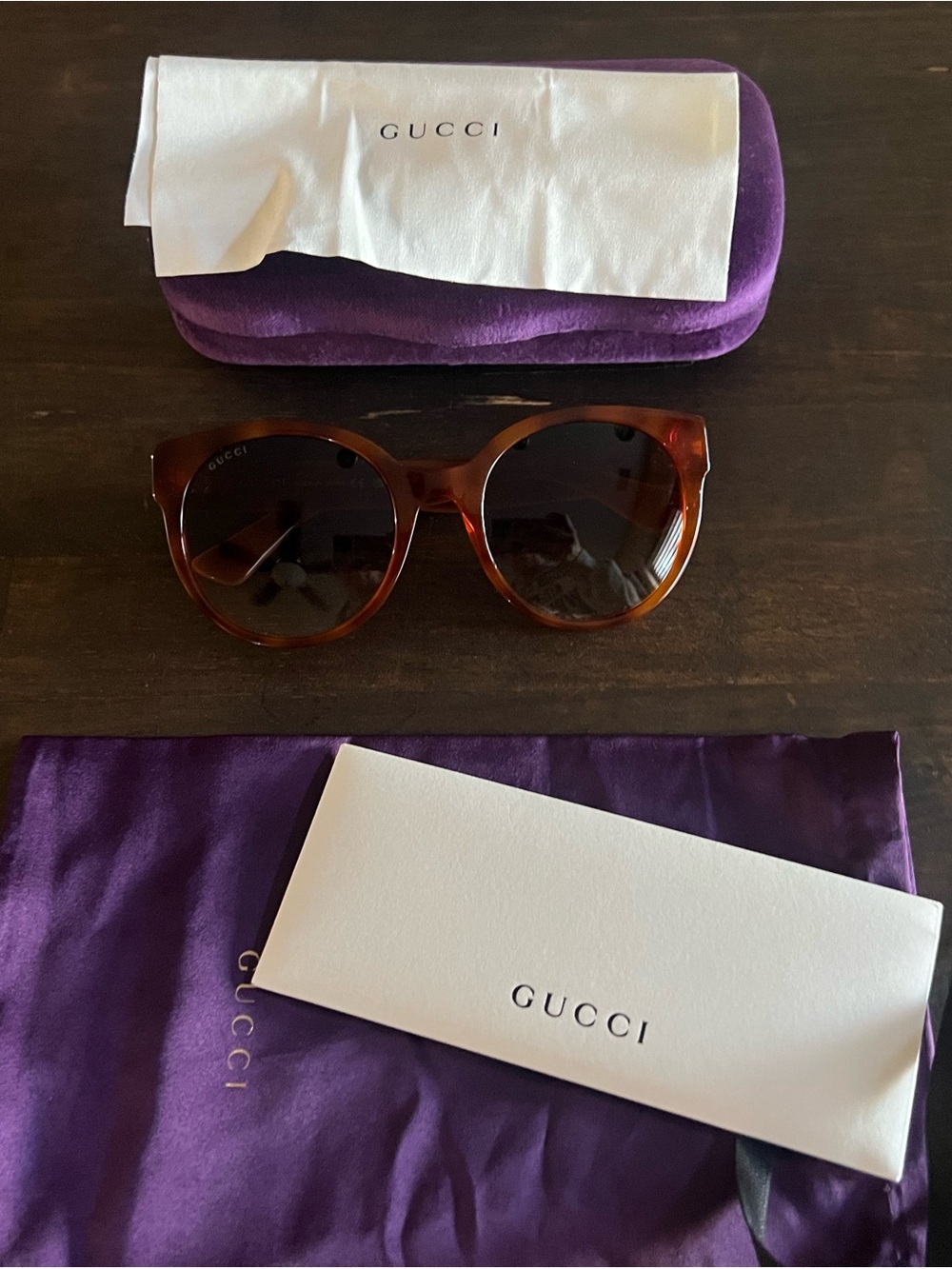 Gucci Women's Tortoiseshell Brown Gradient Lens Sunglasses - Picture 2 of 3